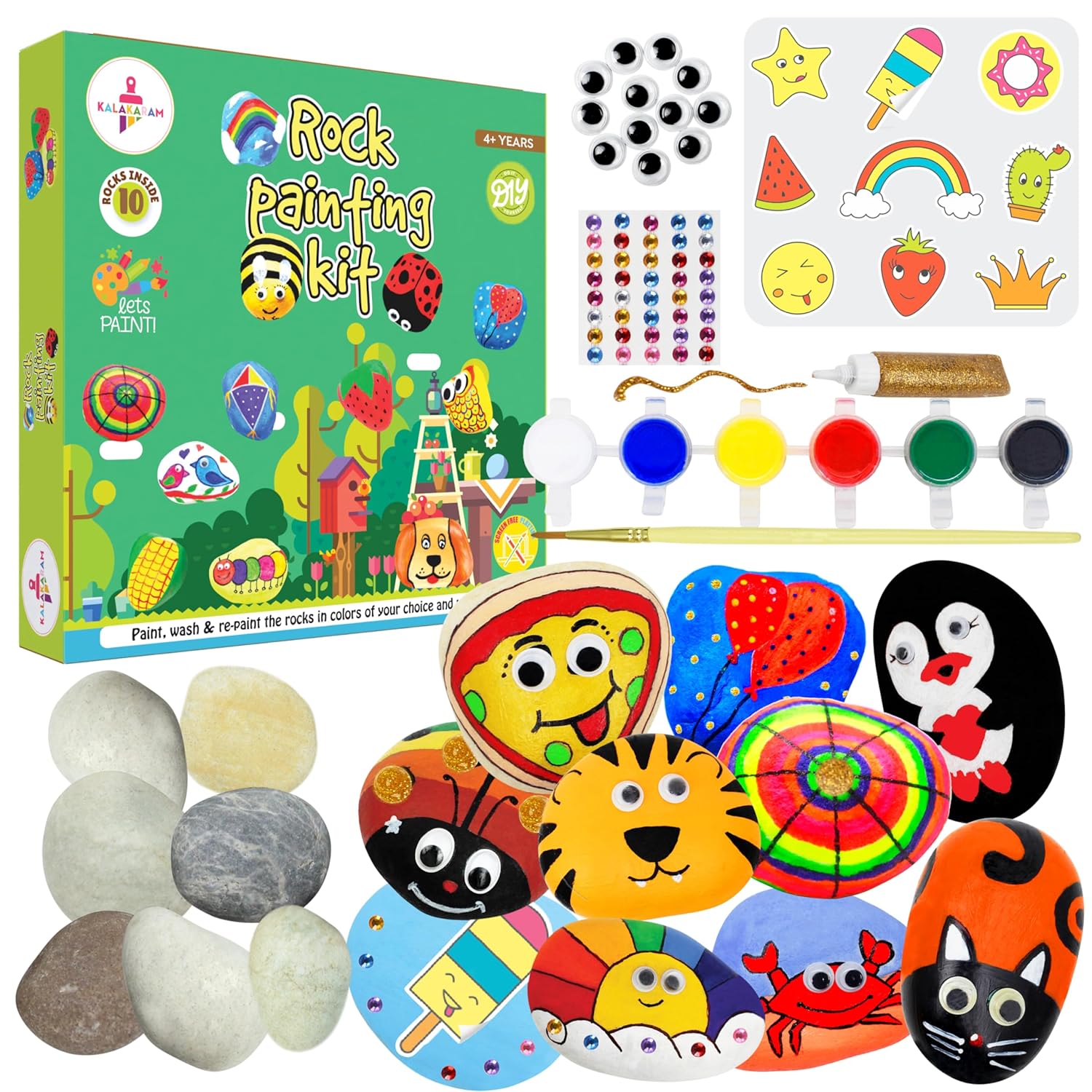 Rock Painting Kit | Creative Expression | Screen Free Fun | Age: 5-10 Years